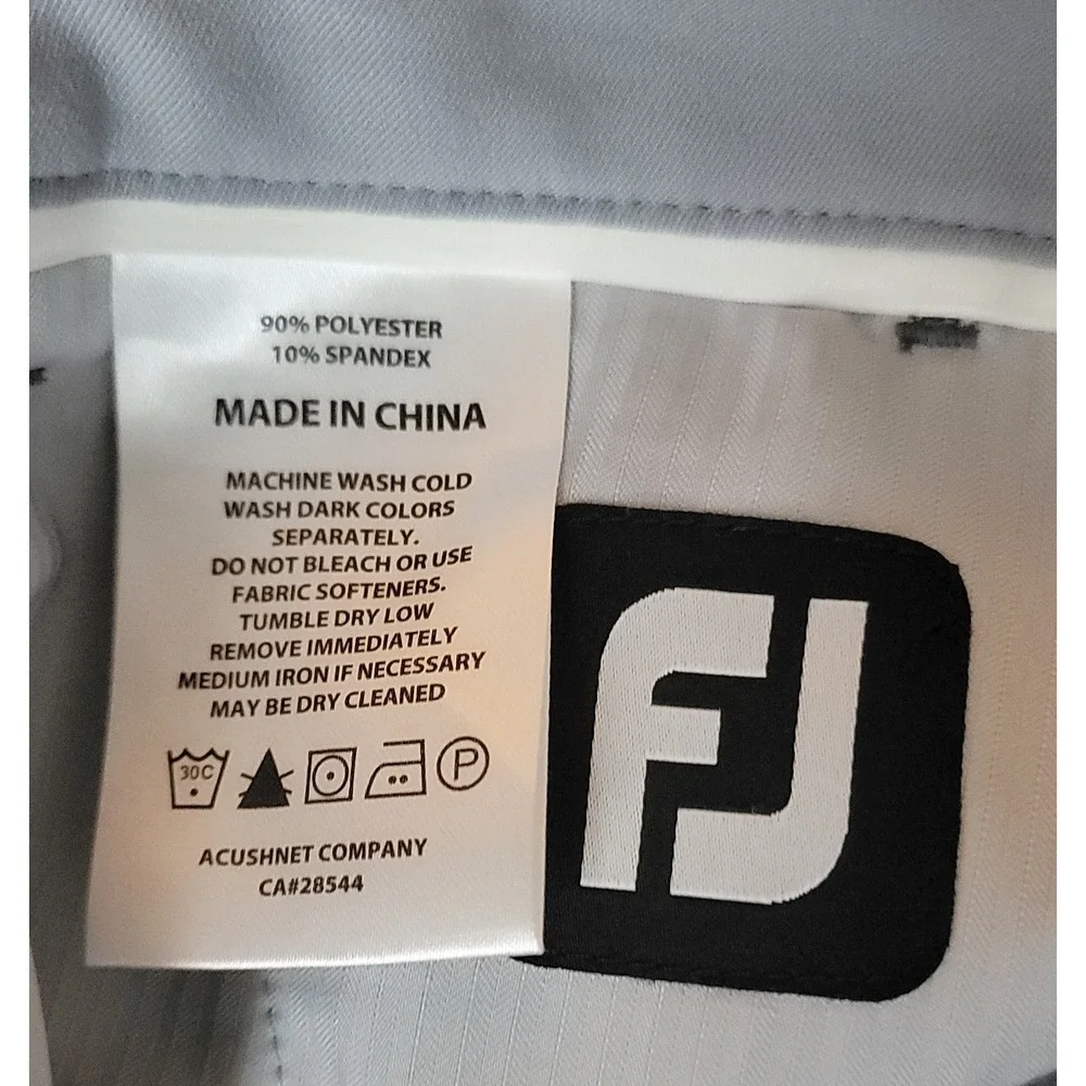 FootJoy Men's Gray Golf Performance Straight Athletic Fit Pants‎ Sz 35x30